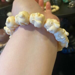 Ivory Nut hand carved Happy Buddha bracelet